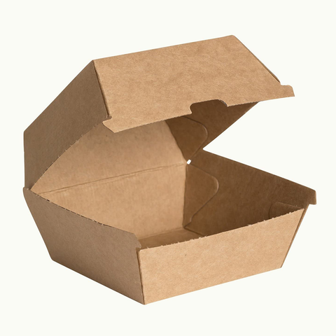 Kraft Wall Burger Box, Hamburger To Go Box, Disposable Take Out Container - Kraft Brown - 4" - 10/Pc Pack