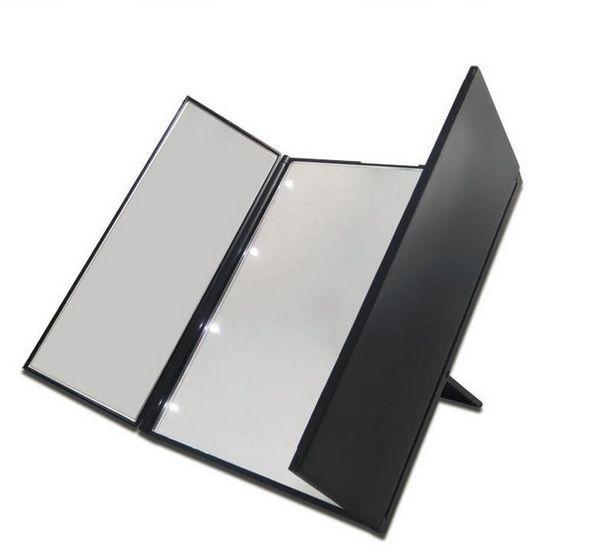 Folding Travel Illuminated Make Up Dressing Desktop Mirror W/ 8 LED Light - SquareDubai
