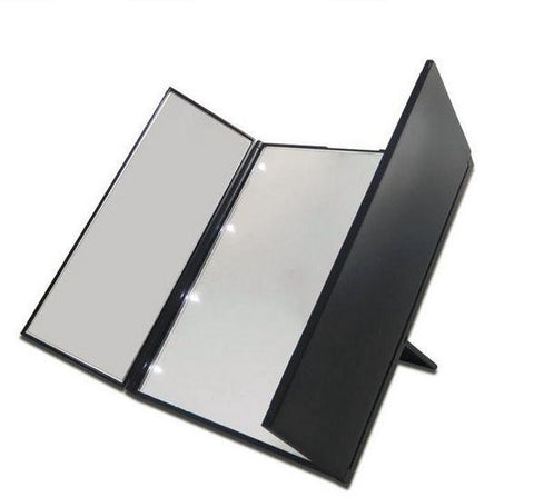 Folding Travel Illuminated Make Up Dressing Desktop Mirror W/ 8 LED Light - SquareDubai