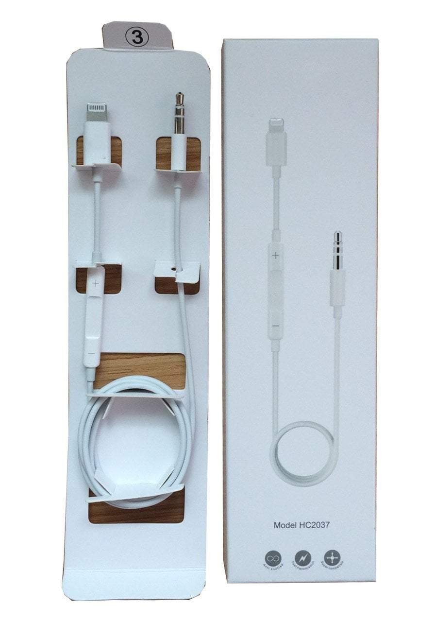 Lightning to 3.5mm Male Aux Stereo Audio Cable,  Premium Car Aux Cord For iPhone 7 / 7 Plus Perfect Compatible of iOS 10.3/11 and later with Volume Control and Switch Songs(White)