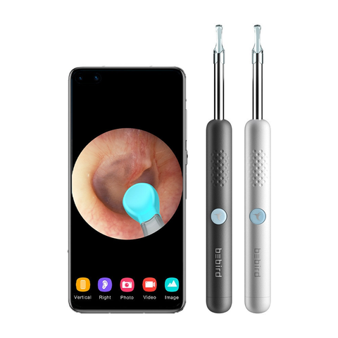 R1 Intelligent Visual Ear Sticks Endoscope 300W High Sensitivity Earpick Mini Camera Otoscope Health Ear Cleaner - Bebird