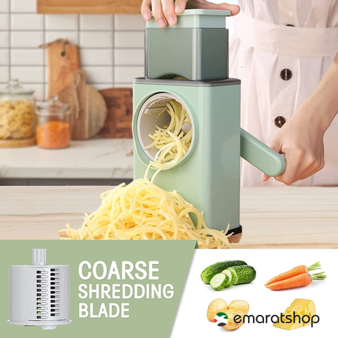 Upgraded Rotary Cheese Grater 2.0 -Round Mandoline Slicer for Kitchen