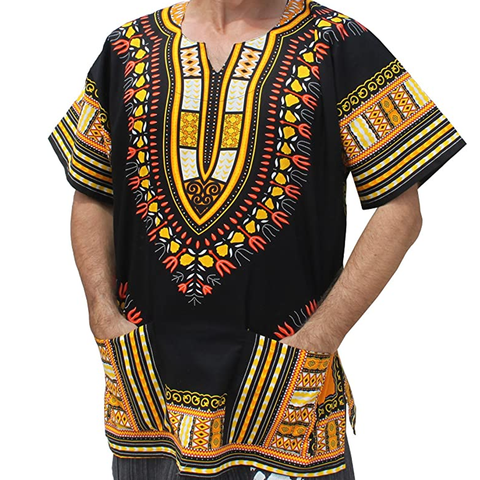 Tribe Premium Traditional Colourful African Dashiki Thailand Style - Black