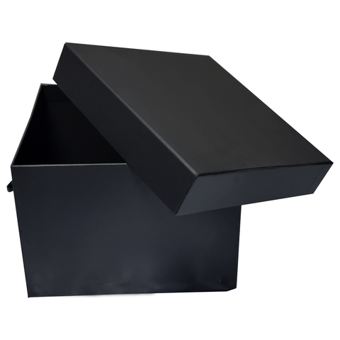 Black Plain Rigid Box With Ribbon Handle for Gift Packaging ( 17.5x17.5x12.5 Cms ) - (6Pc Pack) - Willow
