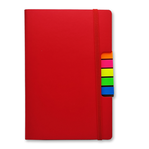 PU Covered Notebook With Sticky Note - Black