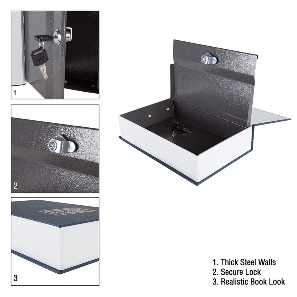 Dictionary Book Safe Security Cash Money Box with key lock - Flag