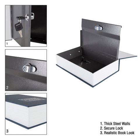 Dictionary Book Safe Security Cash Money Box with key lock - Flag