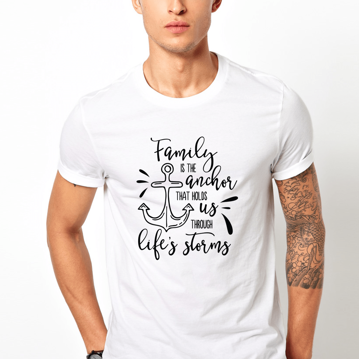 Family is the anchor that holds us - Casual 160Gsm Round Neck T Shirts