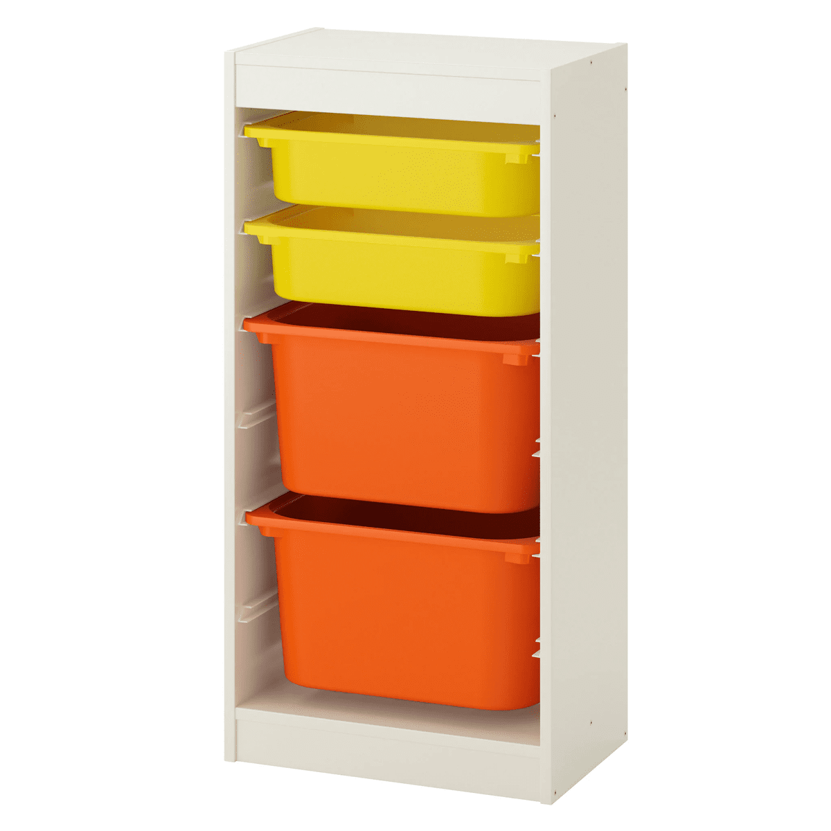 TROFAST Storage combination with boxes, white, yellow orange