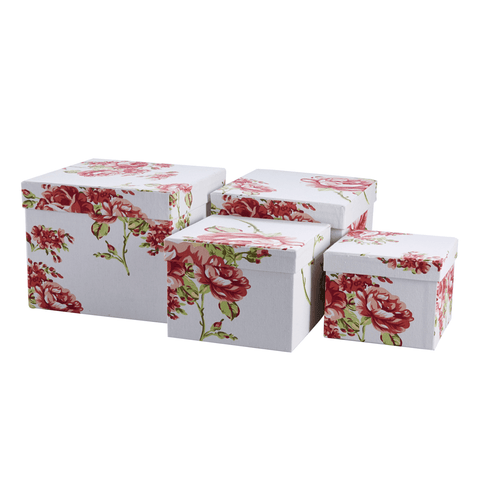 Gift Boxes Square Floral (Set of 4)