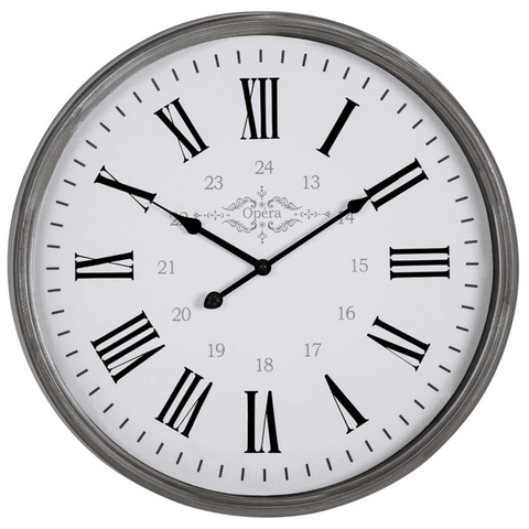 Opera Metal Wall Clock (50 cm, Silver Rim)