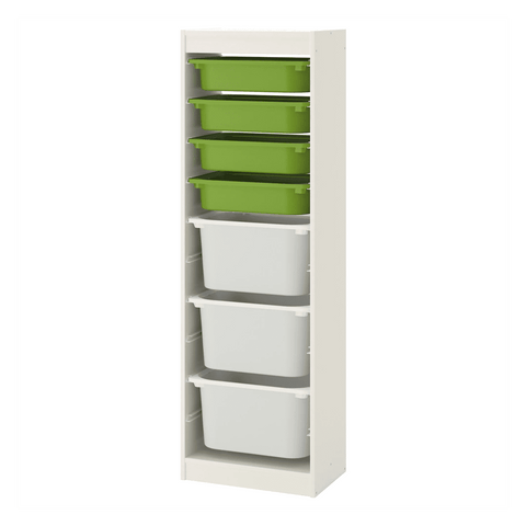 TROFAST Storage combination with boxes, white, green white