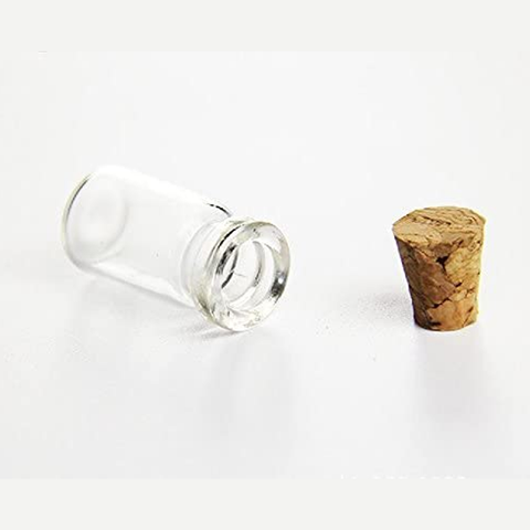 300 Pcs 10ML (5.00x2.00Cms) Empty Glass Bottles Jars Vials Case Container with Cork Stoppers - Willow