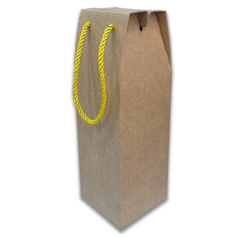 10Pcs of Natural Kraft Bottle Box with Rope Handle for Gifting (30x10x10 Cms) - Willow