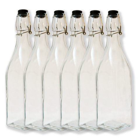 Willow 500ml Swing Top Airtight Sealed Glass Bottles with Buckles Lid - 12 Pc Pack