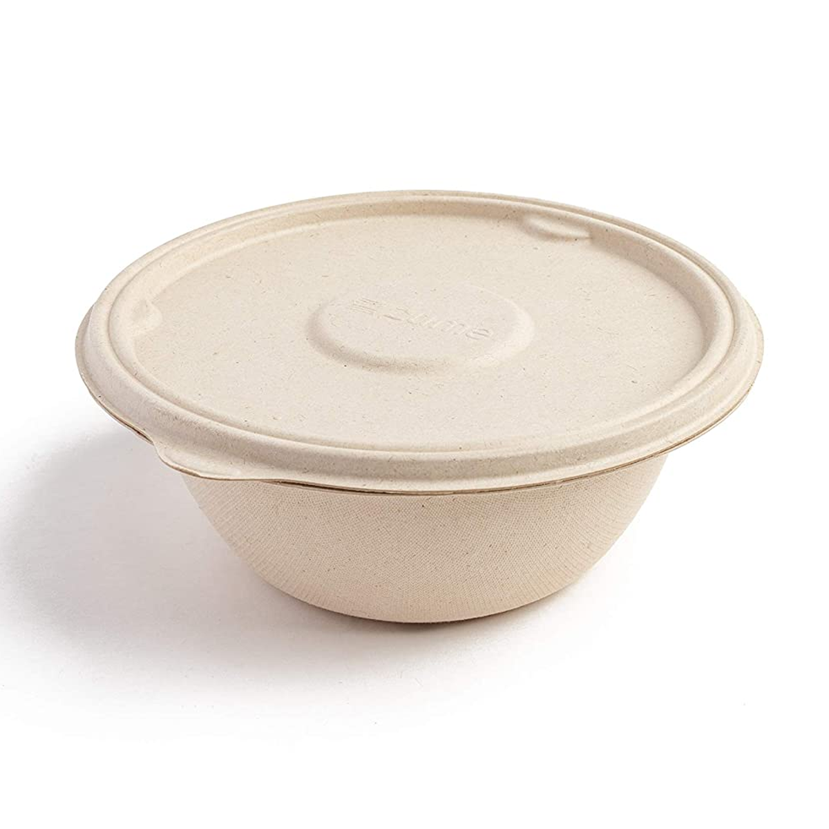 Zume Sugarcane Baggase / Virgin Plant Fiber Meal Bowl with Lid - Pack of 25, Natural