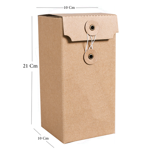 Small Brown Kraft Paper Folding Box With Button And String Closure  9x6.5x6.5 cms (12Pc Pack)