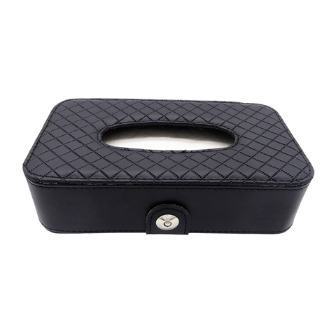 Olmecs Car Tissue Box With Seat Back Hanging Strap Black/Beige