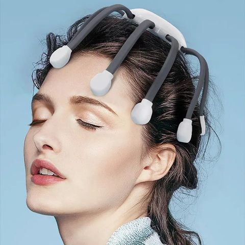 Rechargeable Head Scalp Massager with 14 Vibrating Contacts, 5 Modes, Red Light Therapy