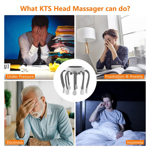 Rechargeable Head Scalp Massager with 14 Vibrating Contacts, 5 Modes, Red Light Therapy