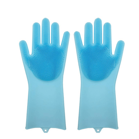 Magic Reusable Silicone gloves with Wash Scrubber Heat Resistant for Cleaning