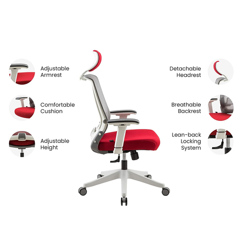 Navodesk Ergonomic Folding Design, Premium Office & Computer Chair - KIKO Chair - Red