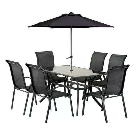 Procamp Large Steel Rectangular 8 Piece Patio Set