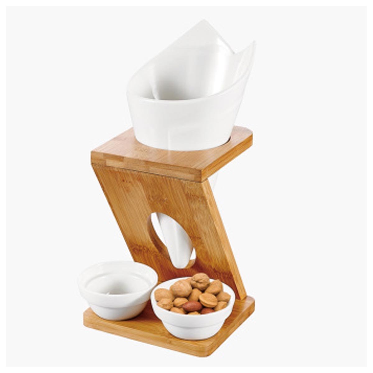 Shallow Fries Holder and 2 Dip Bowls with Stand