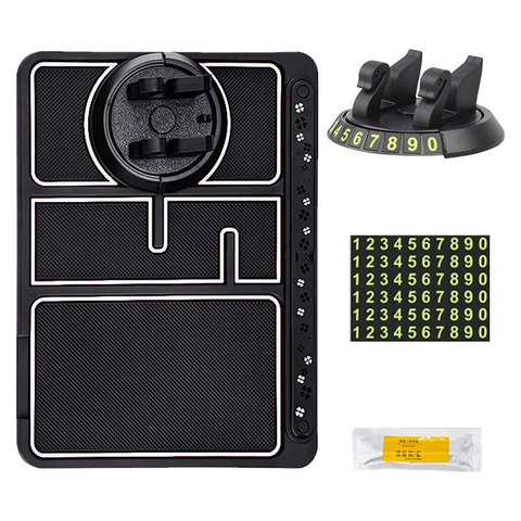 Olmecs Anti-Slip Rubber Pad Mat Universal 360°Rotation Car Phone Holder, with  Parking Card Number Plate