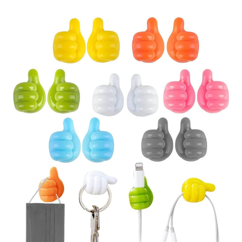 Olmecs Thumb Hook - 16 PCS Multi-Function Self-Adhesive Wall Decoration Hook for Cable Clip