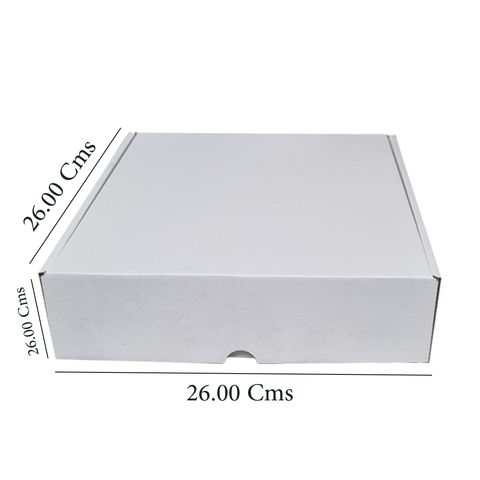 Kraft Paper Box White Corrugated Carton 26 x 26 x 6 Cm (10Pc Pack) - Willow