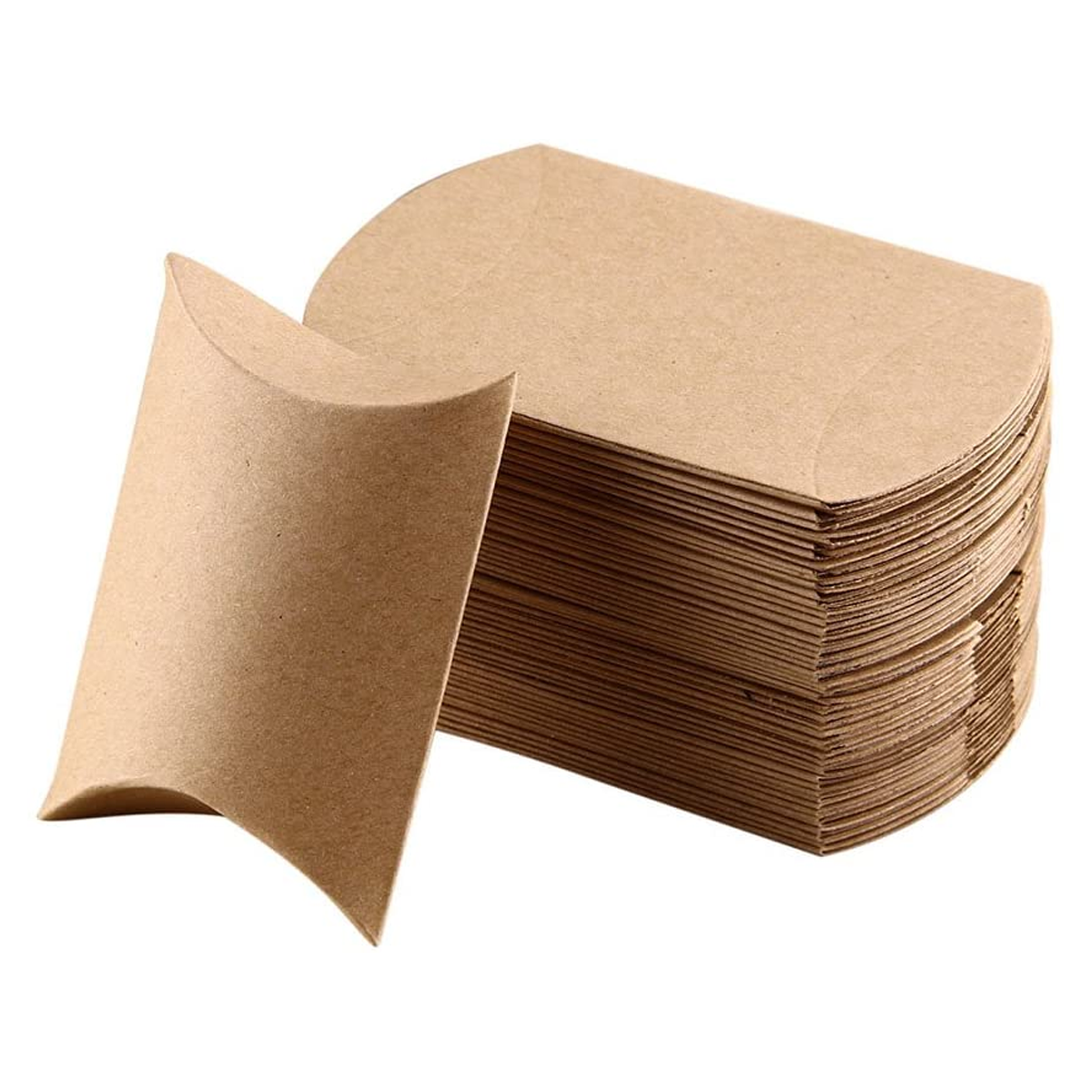 Small Kraft Paper Pillow Gift Boxes with Hemp Rope, 9X7X2.5cm (100 Pcs Pack)