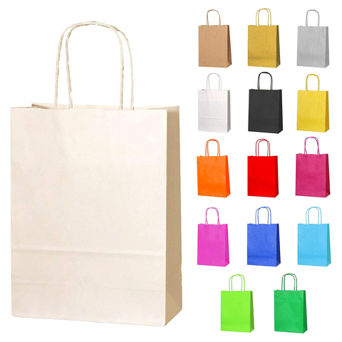 12pc Kraft Paper bags with twisted paper handle Size : 26x21x11cm Light Blue - Willow
