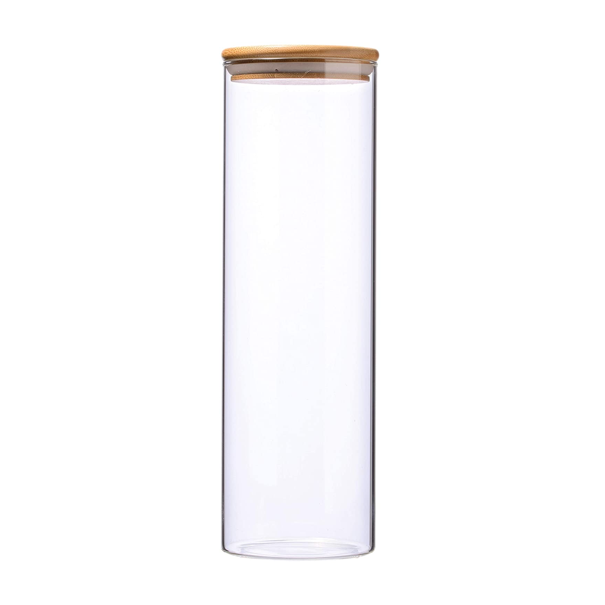 Large Glass Jars Cylindrical Airtight Storage  Canister Jar with Bamboo Lid & Silicone Sealing Ring (20.5x6.5 Cms) - WILLOW
