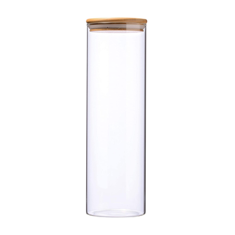 Large Glass Jars Cylindrical Airtight Storage  Canister Jar with Bamboo Lid & Silicone Sealing Ring (20.5x6.5 Cms) - WILLOW