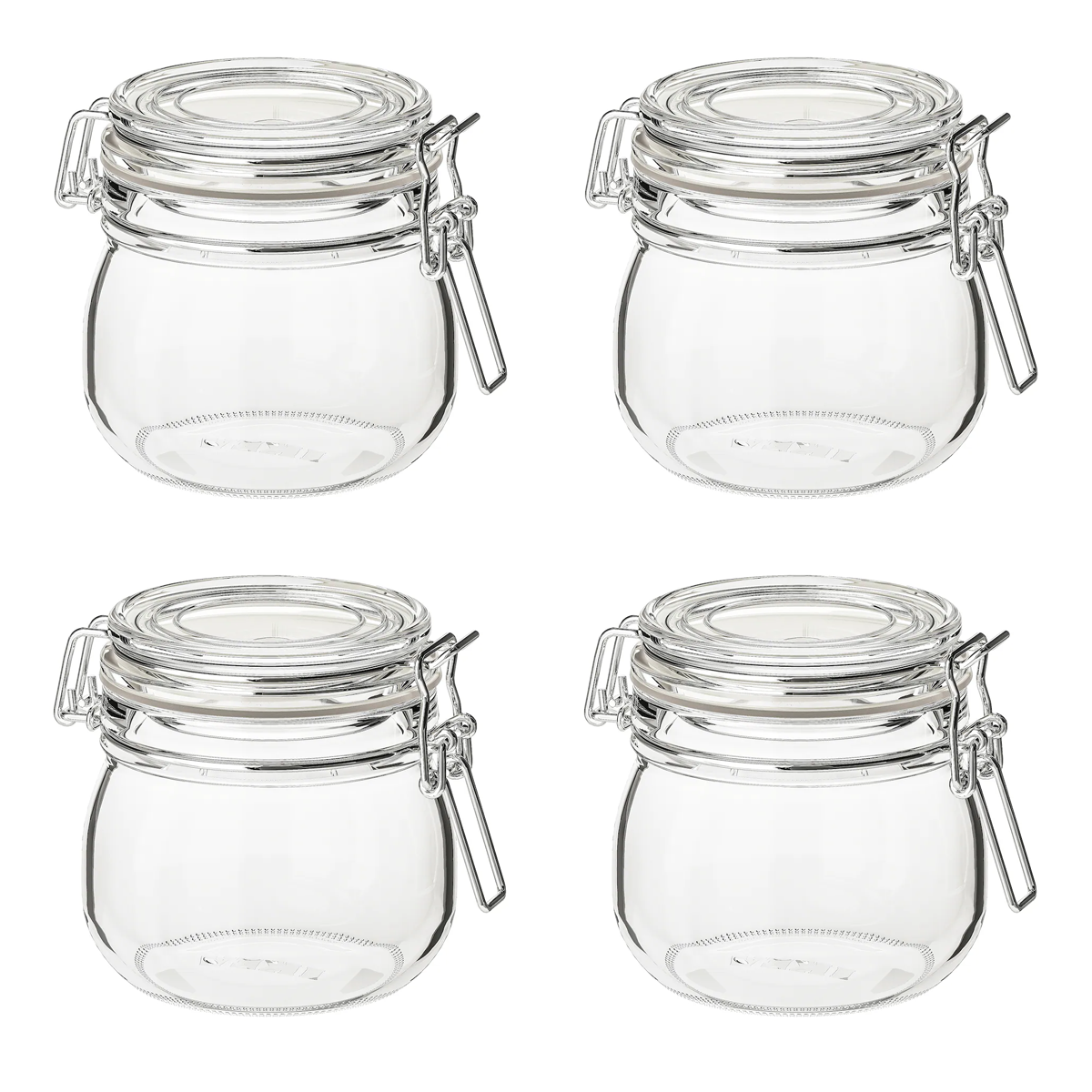 WILLOW  Clear GlassJar with Lid, .5l cl (10.5X11 Cms) Set of 4