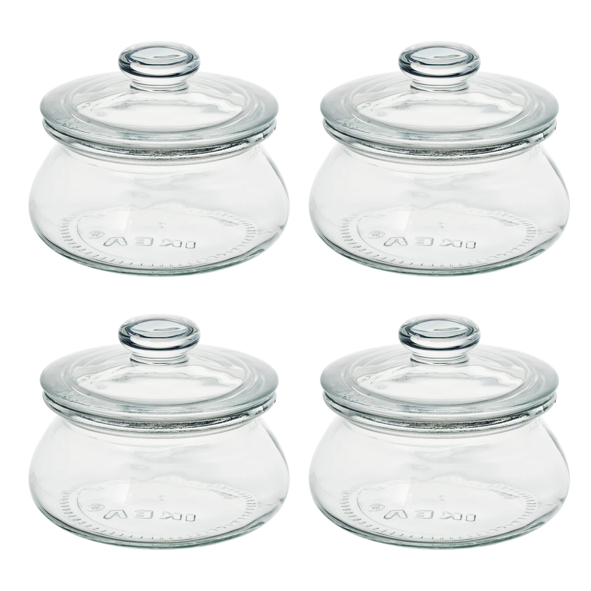 VARDAGEN Set of 4 Jar with lid, clear glass 0.3 l (9x11 Cms)