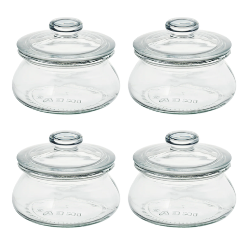 VARDAGEN Set of 4 Jar with lid, clear glass 0.3 l (9x11 Cms)