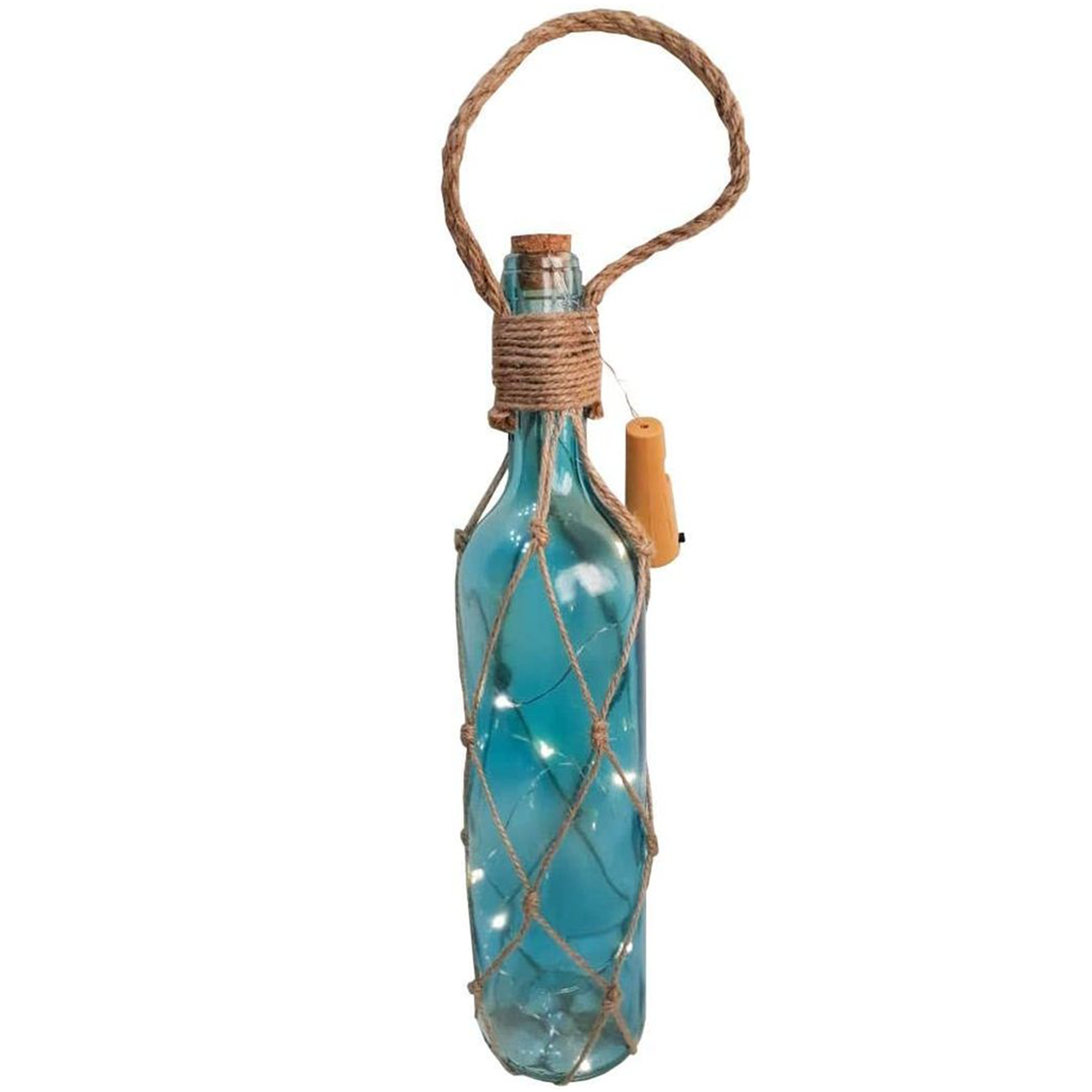 Hanging Glass Bottle Decorative Light - Blue