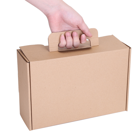 Large Corrugated Brown Kraft Boxes with Handle  36x25x15Cms (10Pc Pack) - WILLOW