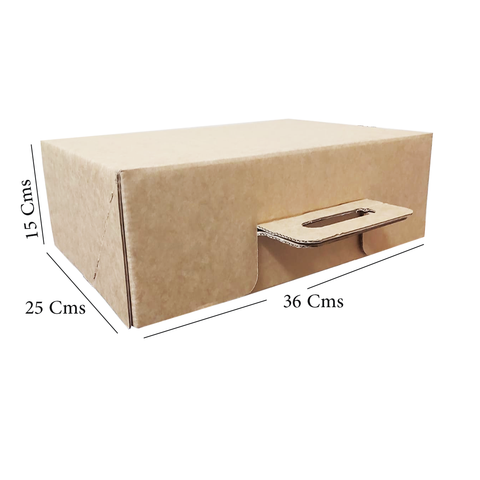 Large Corrugated Brown Kraft Boxes with Handle  36x25x15Cms (10Pc Pack) - WILLOW