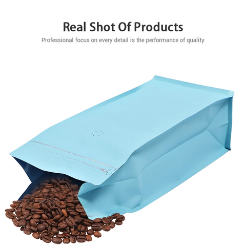 Coffee Pouches, Resealable Coffee Bag with valve, Flat Bottom Pull Tab Zipper Blue 1000g (25 Pc Pack) - Willow