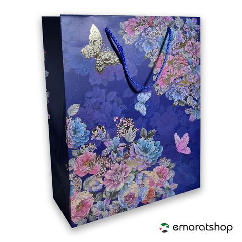 Floral Print Gift Bags 4 different Color in 1 Pack (26x32x10 Cms) (12Pcs Pack)