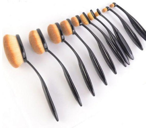 Professional Make-Up For You Foundation brush 10 Pcs set makeup tool Black