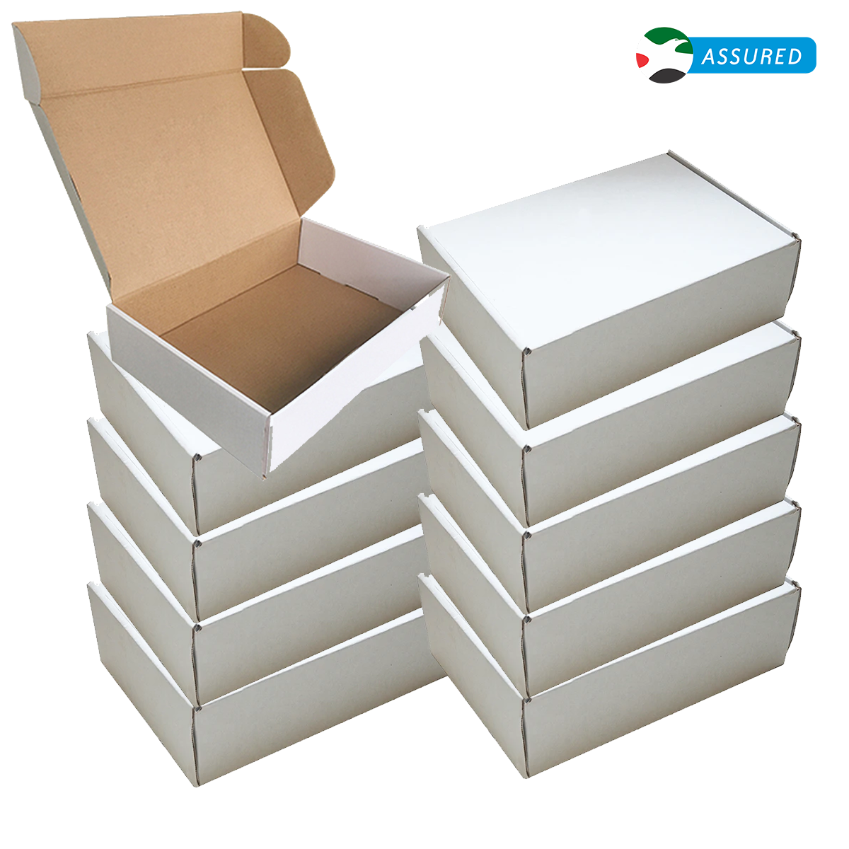 E-flute Corrugated Packaging Box White 37x26x6.5 Cm (10Pc Pack) - Willow