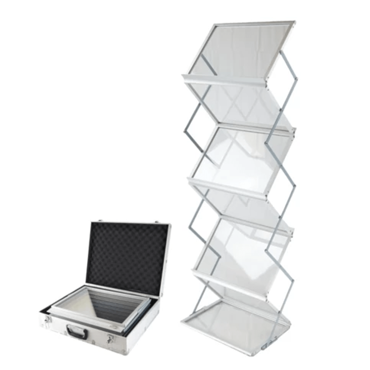 Zigzag Brochure Stand A3 Foldable Silver / White Without Box