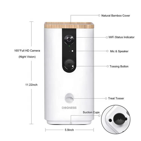 DOGNESS Wi-Fi Pet Camera with Treat Dispenser for Dogs and Cats