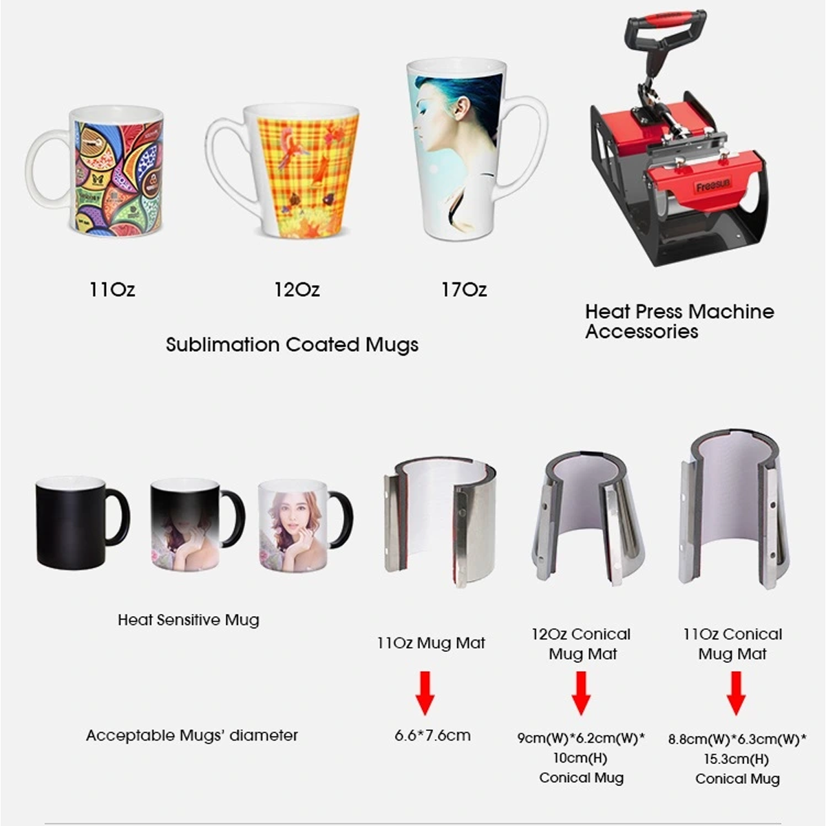 New Digital 11 in 1 Combo Heat Press Machine for Mug T Shirt Cap