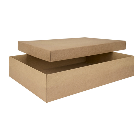 Willow Cardboard Gift Box with Lids, for Clothes, 12Pc Pack / Size 30x23x9Cms - Brown Kraft