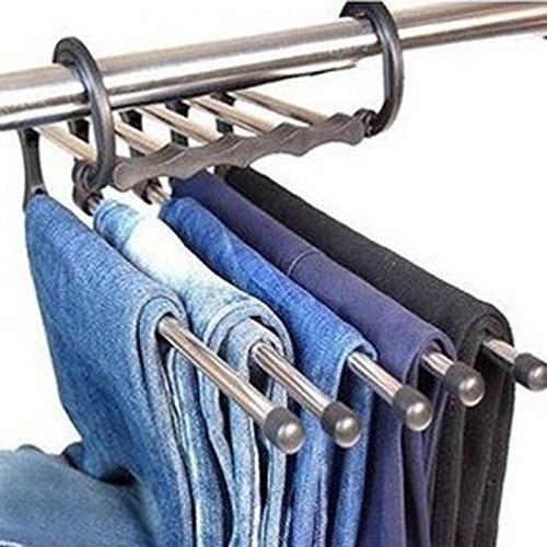 Ultra-practical Multi-functional Stainless Steel Tube Magic Pants Rack Trouser Hanger Home Storage